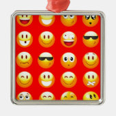 rote Emojis Silbernes Ornament (Vorne)