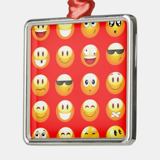 rote Emojis Silbernes Ornament (Links)