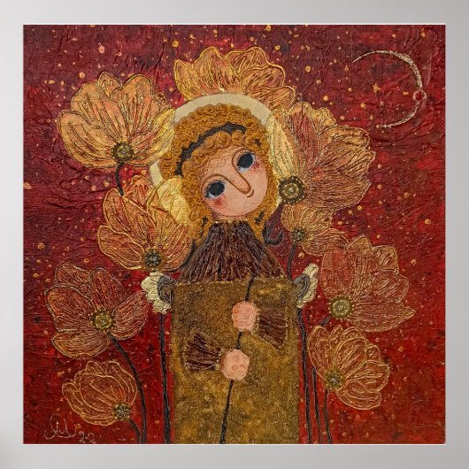 Rote Engel-Blume Poster (Vorne)