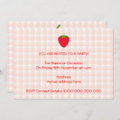 Rote Erdbeere am Gingham Karo. Einladung (Vorne/Hinten)