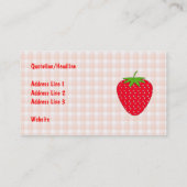 Rote Erdbeere auf Gingham-Kontrolle Visitenkarte (Rückseite)
