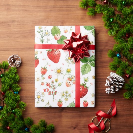 Rote Erdbeere Beere Erster Geburtstag für Mädchen Geschenkpapier (Feiertagsgeschenk)