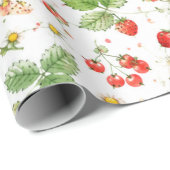 Rote Erdbeere Beere Erster Geburtstag für Mädchen Geschenkpapier (Rolleneckpunkt)
