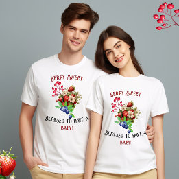 Rote Erdbeere Blaue Beere Süße Baby Shower Eltern T-Shirt