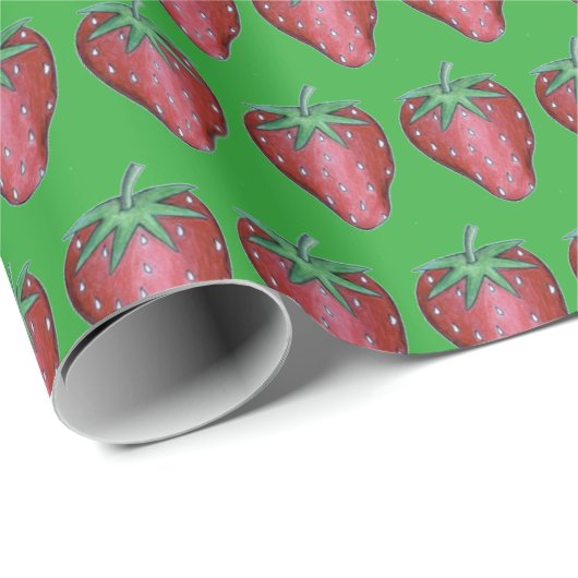 Rote Erdbeere Erdbeeren Berry Frucht Berries Geschenkpapier (Rolleneckpunkt)