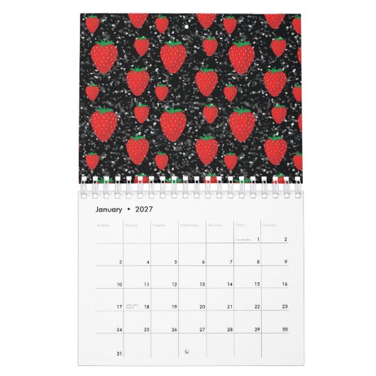 Rote Erdbeere Frucht Lovers Süße Berries Elegant Kalender (Jan 2027)