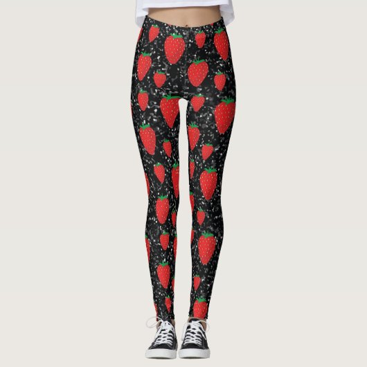 Rote Erdbeere Frucht Lovers Süße Berries Elegant Leggings (Vorderseite)