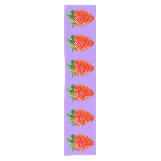Rote Erdbeere im Pop Art Style Kurzer Tischläufer (Vorderseite)