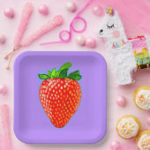 Rote Erdbeere im Pop Art Style Pappteller (Party)