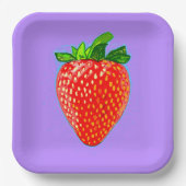 Rote Erdbeere im Pop Art Style Pappteller (Vorderseite)