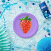 Rote Erdbeere im Pop Art Style Pappteller (Party)