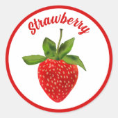 Rote Erdbeere mit bearbeitbarem Text Runder Aufkleber (Vorderseite)