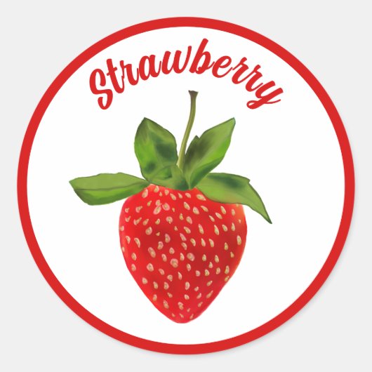 Rote Erdbeere mit bearbeitbarem Text Runder Aufkleber (Vorderseite)