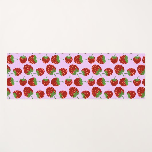 Rote Erdbeere Muster Rosa Yogamatte (Vorderseite (Horizontal))