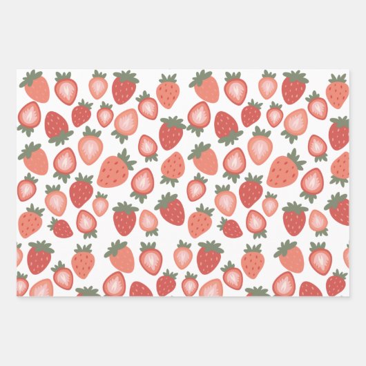 Rote Erdbeere Nahtloses Muster Geschenkpapier Set (Vorderseite 2)
