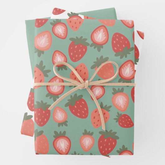 Rote Erdbeere Nahtloses Muster Geschenkpapier Set (Beispiel)