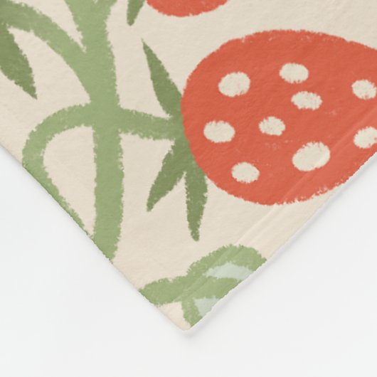 Rote Erdbeere und grüne Blätter Fleecedecke (Ecke)