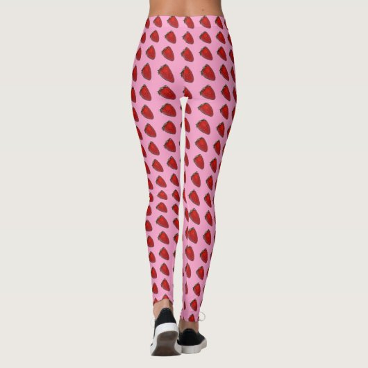 Rote Erdbeeren auf rosa Leggings (Rückseite)