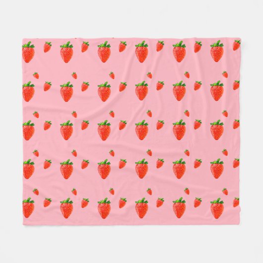 Rote Erdbeeren auf rosafarbenem Hintergrund Fleecedecke (Vorderseite (Horizontal))