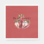 Rote Erdbeeren Beerig Süßer Geburtstag Serviette (Vorderseite)