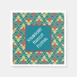 Rote Erdbeeren, Blume, Obst und Früchte Serviette