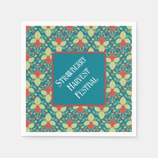 Rote Erdbeeren, Blume, Obst und Früchte Serviette (Vorderseite)