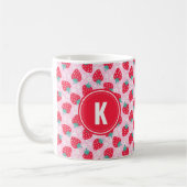 Rote Erdbeeren Blumenmuster Monogramm Kaffeetasse (Links)