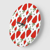 Rote Erdbeeren Cartoon Nahtloses Muster Große Wanduhr (Winkel)