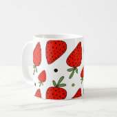 Rote Erdbeeren Cartoon Nahtloses Muster Kaffeetasse (Vorderseite Links)