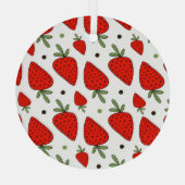 Rote Erdbeeren Cartoon Nahtloses Muster Ornament Aus Glas (Rückseite)