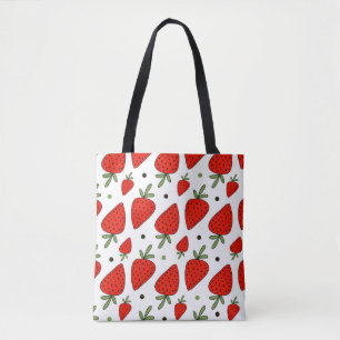 Rote Erdbeeren Cartoon Nahtloses Muster Tasche