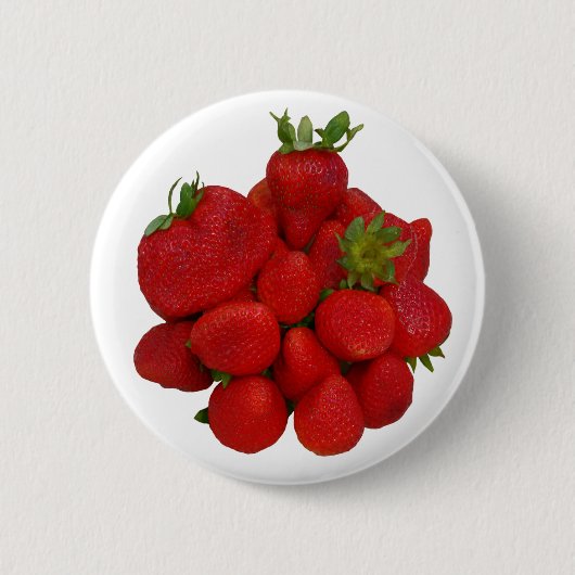 Rote Erdbeeren Fotografisch Button (Vorderseite)