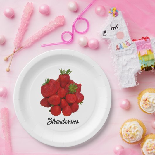 Rote Erdbeeren Fotografisch Pappteller (Party)