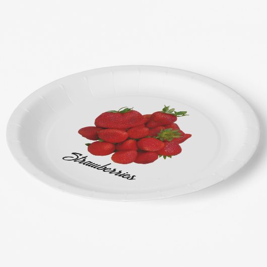 Rote Erdbeeren Fotografisch Pappteller (Schrägansicht)