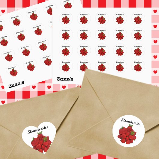 Rote Erdbeeren Fotografisch Runder Aufkleber