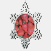 Rote Erdbeeren, frisch Schneeflocken Zinn-Ornament (Rechts)