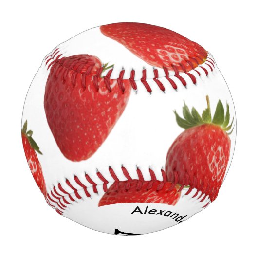 Rote Erdbeeren Frischobst Mit Monogramm Baseball (Rückseite)