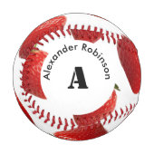 Rote Erdbeeren Frischobst Mit Monogramm Baseball (Vorderseite Links)