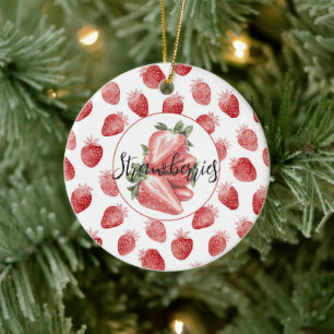 Rote Erdbeeren Frucht Keramik Ornament