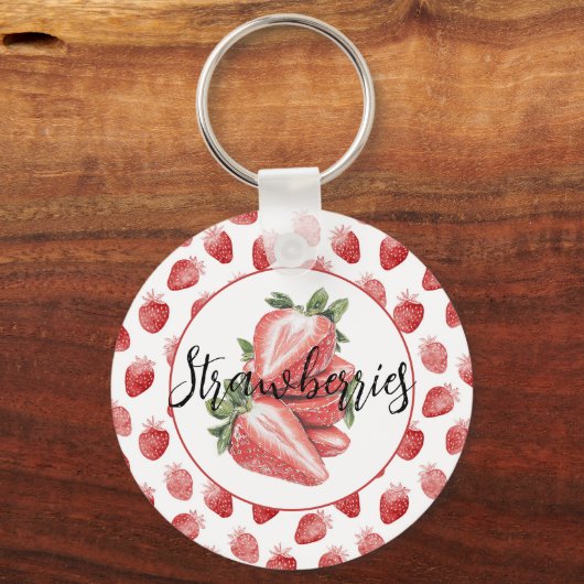 Rote Erdbeeren Frucht   Schlüsselanhänger (Vorderseite)