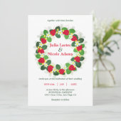 Rote Erdbeeren Früchte Blume Blätter Hochzeit Einladung (Stehend Vorderseite)