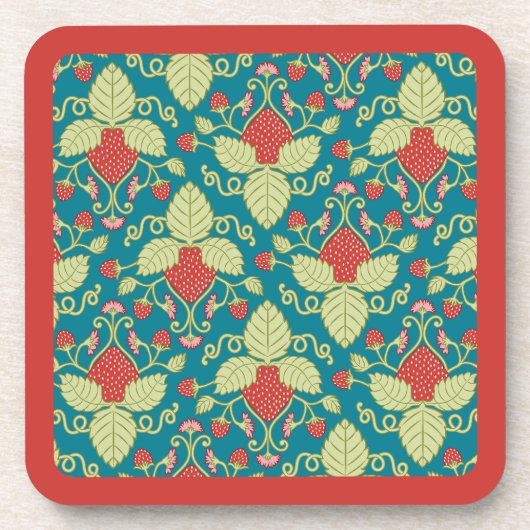 Rote Erdbeeren Früchte, Blüten & Früchte Getränkeuntersetzer (Vorderseite)