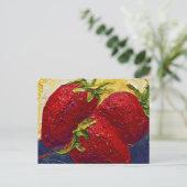 Rote Erdbeeren Früchte Malerei Postkarte (Stehend Vorderseite)