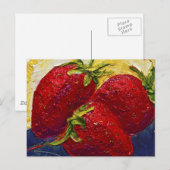 Rote Erdbeeren Früchte Malerei Postkarte (Vorne/Hinten)