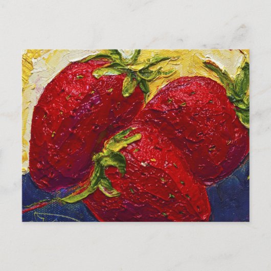 Rote Erdbeeren Früchte Malerei Postkarte (Vorderseite)