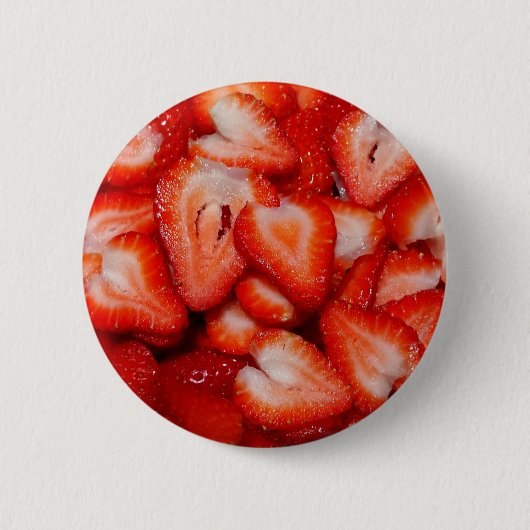 Rote Erdbeeren Herz-Form Scheiben Fotografische Da Button (Vorderseite)