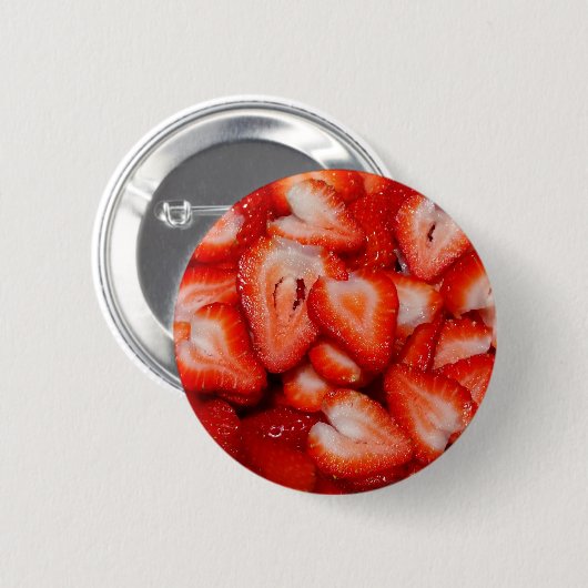 Rote Erdbeeren Herz-Form Scheiben Fotografische Da Button (Vorne & Hinten)