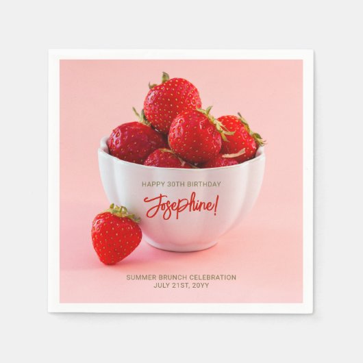 Rote Erdbeeren in einer Schüssel Sommerbrunch Gebu Serviette (Vorderseite)