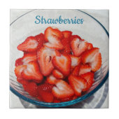 Rote Erdbeeren in geschnitten in Bowl Fotograf gra Fliese (Vorderseite)