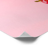 Rote Erdbeeren in weißer Schüssel auf rosa Foto Poster (Ecke)